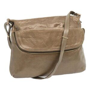 Authentic FENDI Shoulder Bag Leather Bronze